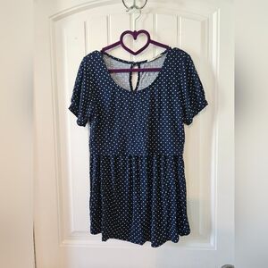 Hello MIZ Maternity Navy Blouse with White Dots